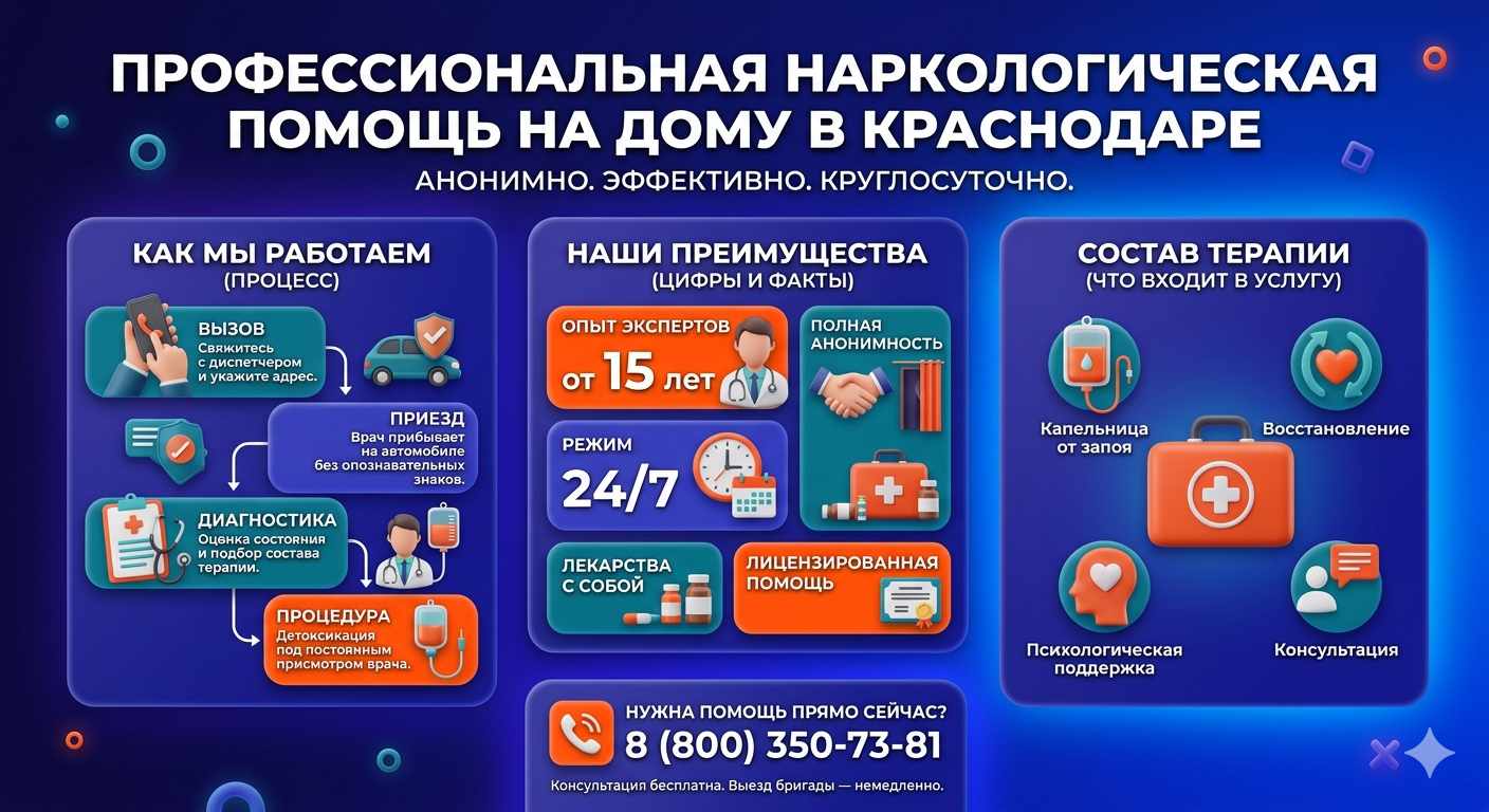 Инфографика о принципах лечения алкоголизма на дому в Ивангороде: этапы вызова нарколога, преимущества анонимной детоксикации и состав медицинской помощи.